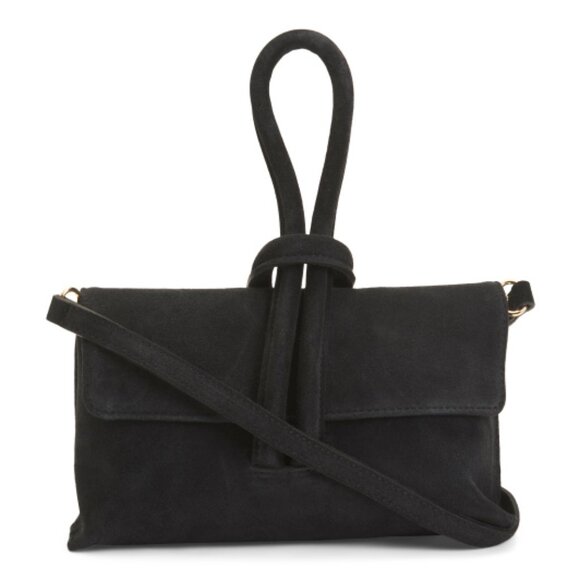 MARLON Made In Italy Suede Knot Pochette Shoulder Bag - Picture 1 of 4
